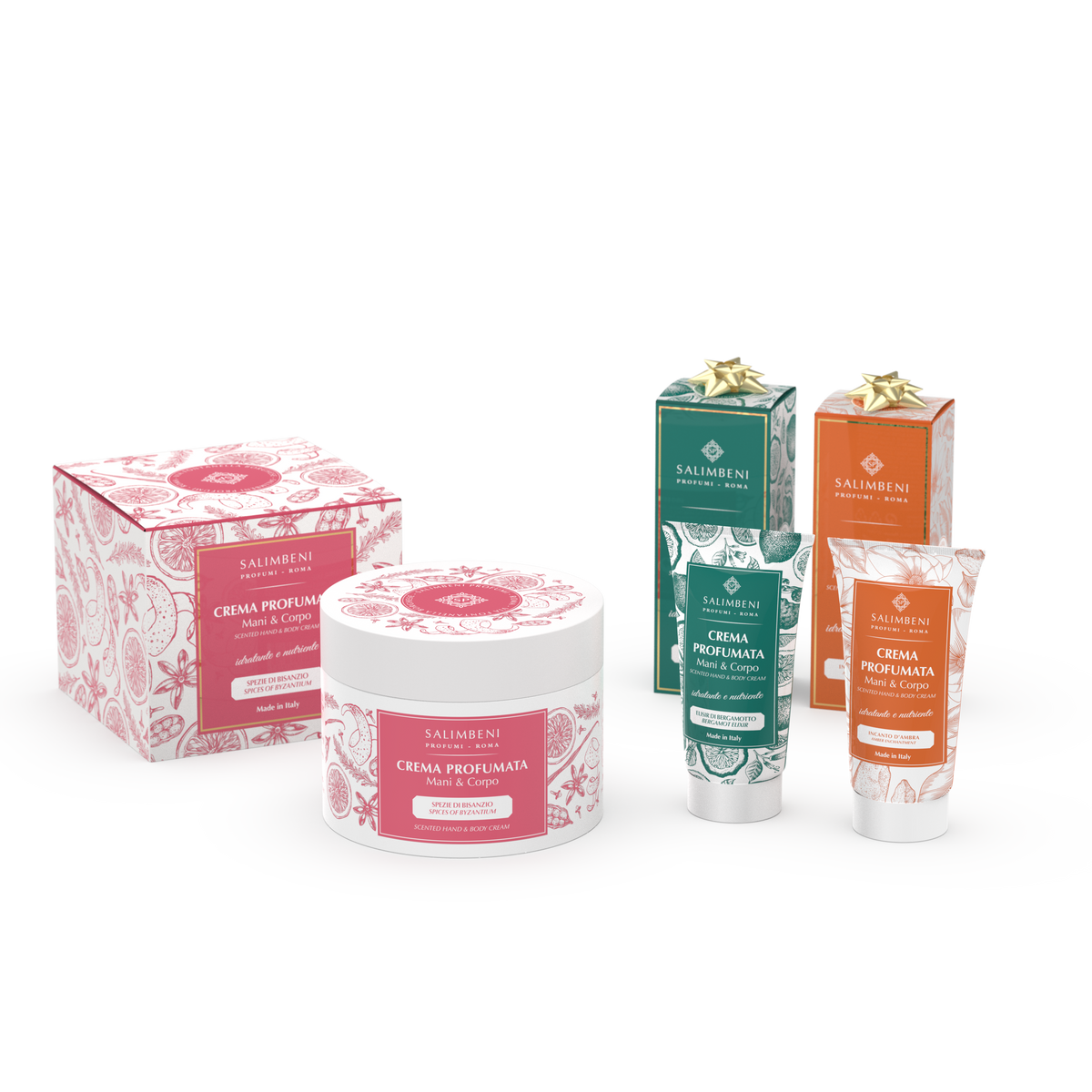 Crema Profumata 200ml Spezie di Bisanzio + Crema Profumata 50ml Elisir di Bergamotto in PROVA OMAGGIO + Crema Profumata 50ml Incanto d'Ambra in PROVA OMAGGIO