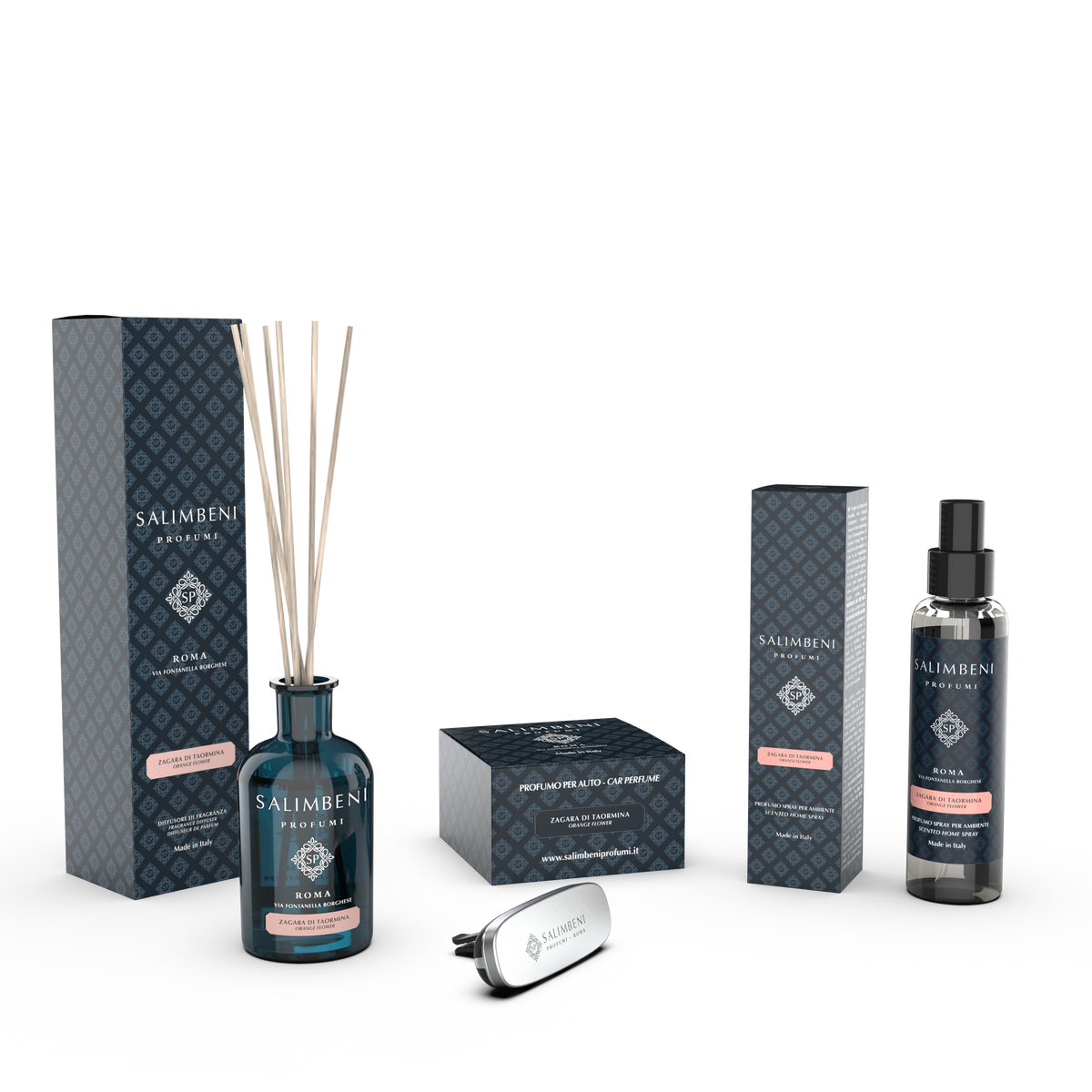 Diffusore a Bastoncini 250ml + Profumatore auto + Profumo Spray per Ambienti 150ml (Fragranza a Scelta)