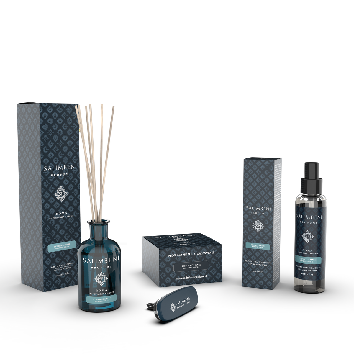 Diffusore a Bastoncini 250ml + Profumatore auto + Profumo Spray per Ambienti 150ml (Fragranza a Scelta)