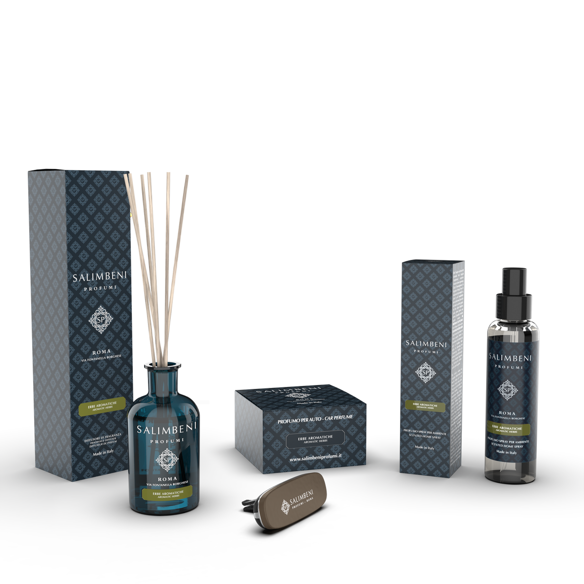 Diffusore a Bastoncini 250ml + Profumatore auto + Profumo Spray per Ambienti 150ml (Fragranza a Scelta)