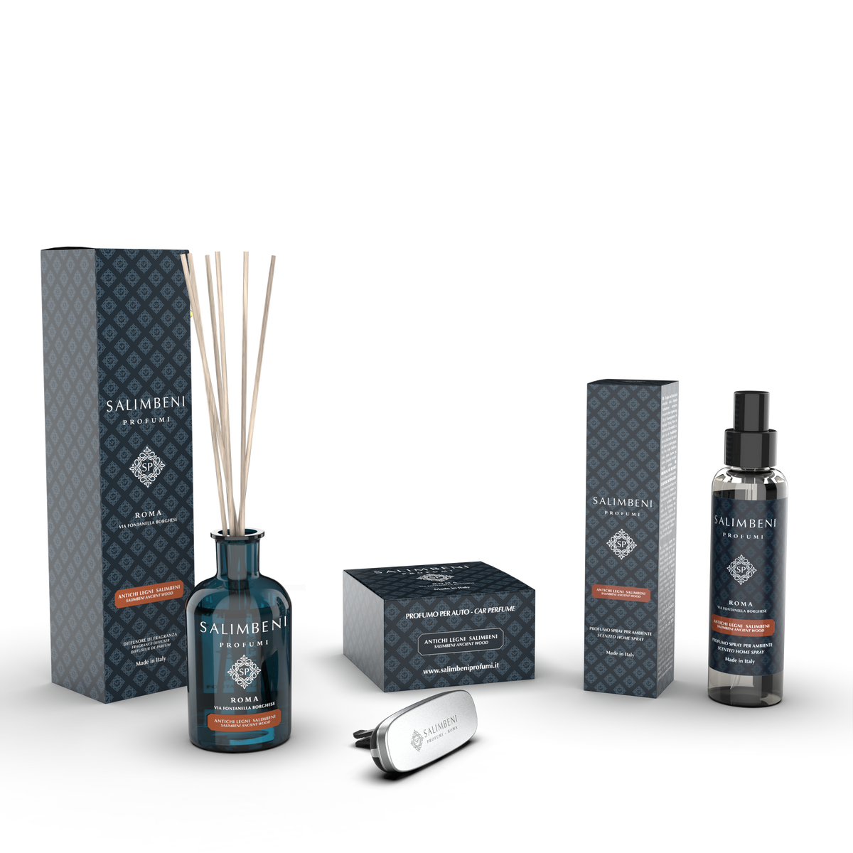 Diffusore a Bastoncini 250ml + Profumatore auto + Profumo Spray per Ambienti 150ml (Fragranza a Scelta)