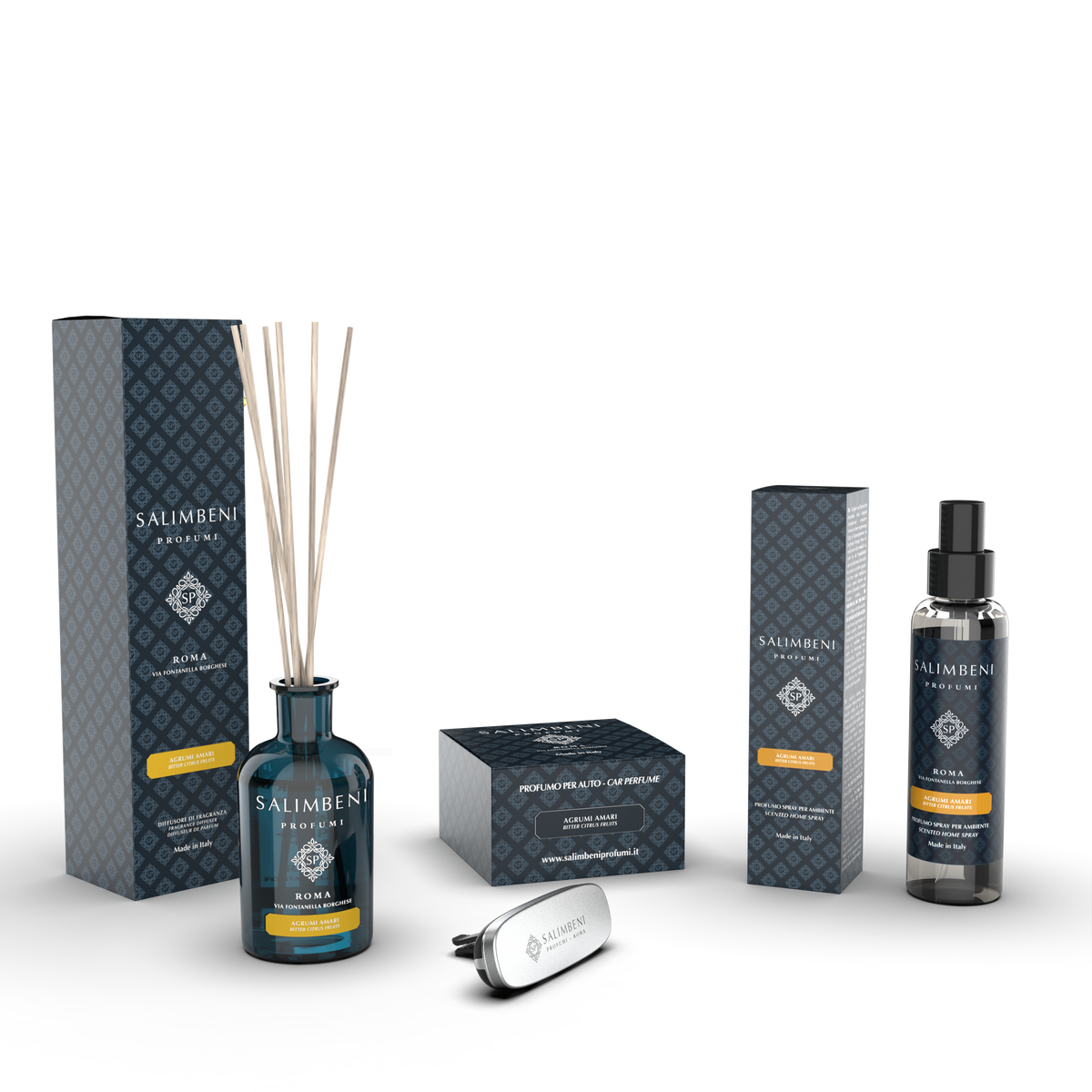 Diffusore a Bastoncini 250ml + Profumatore auto + Profumo Spray per Ambienti 150ml (Fragranza a Scelta)