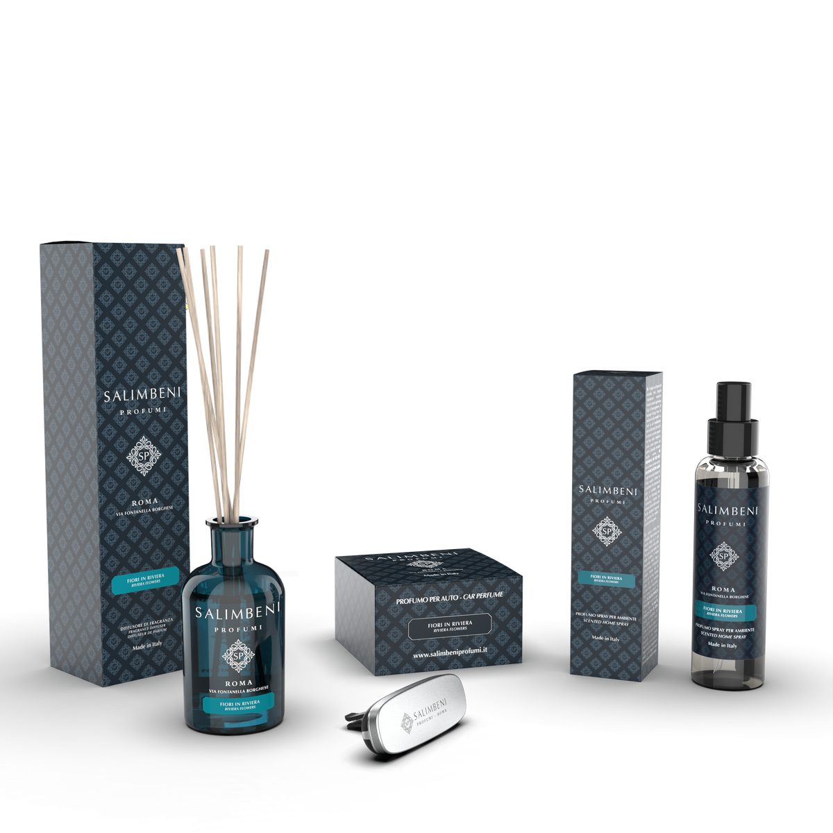 Diffusore a Bastoncini 250ml + Profumatore auto + Profumo Spray per Ambienti 150ml (Fragranza a Scelta)