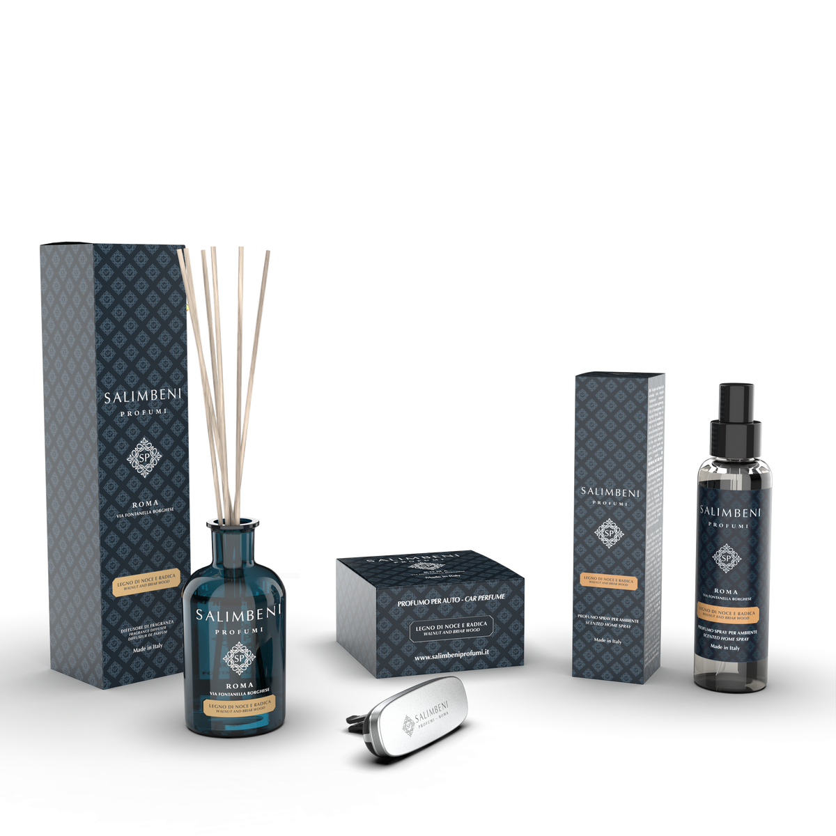 Diffusore a Bastoncini 250ml + Profumatore auto + Profumo Spray per Ambienti 150ml (Fragranza a Scelta)