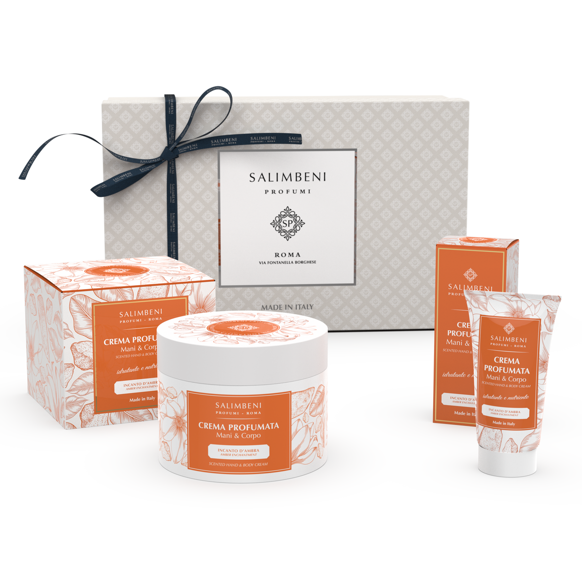 Confezione Regalo A SCELTA (Crema Profumata per Mani e Corpo 200ml + Crema Profumata per Mani e Corpo 50ml della stessa fragranza)