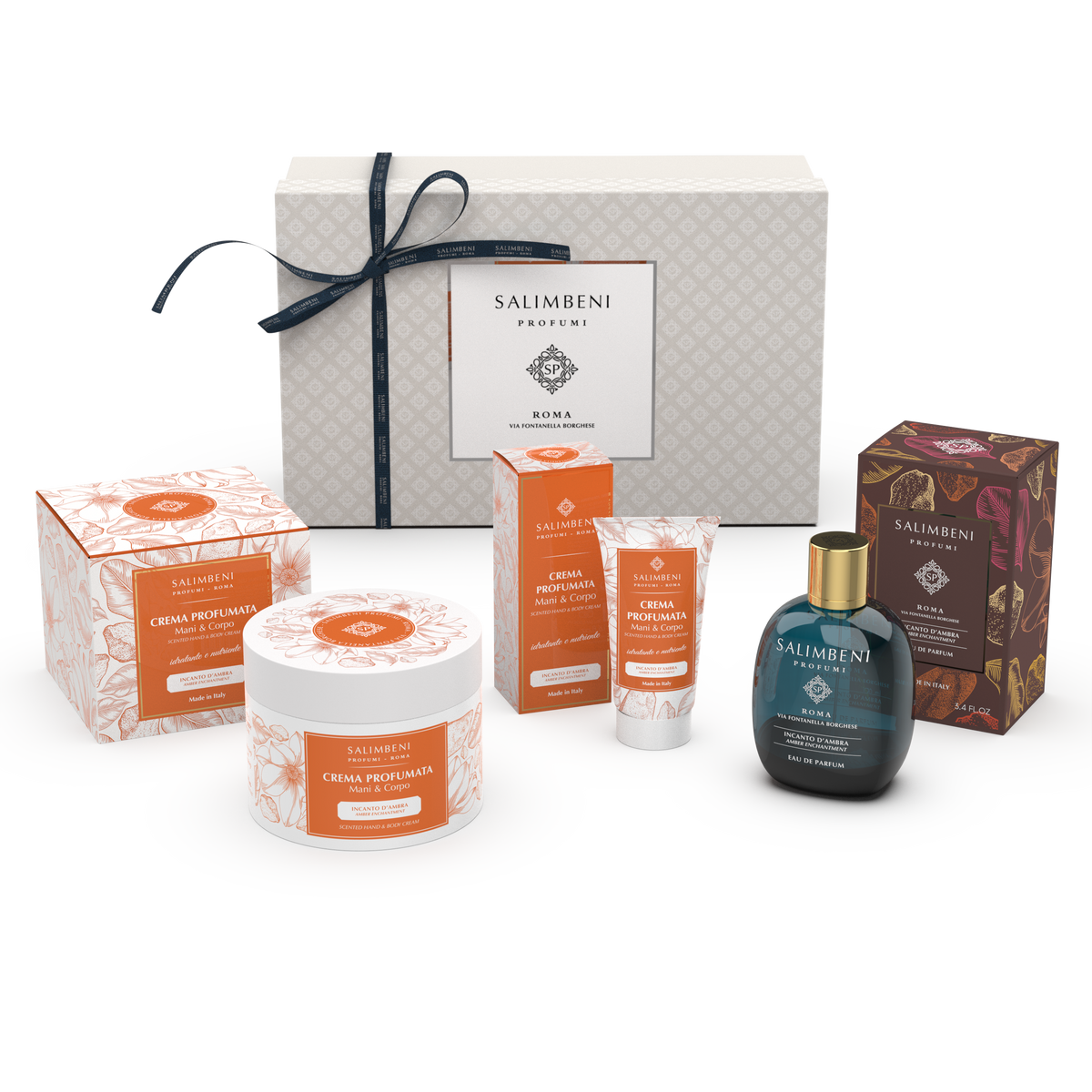 Confezione Regalo A SCELTA (Eau de Parfum 100ml + Crema Profumata per Mani e Corpo 200ml + Crema Profumata per Mani e Corpo 50ml della stessa fragranza)