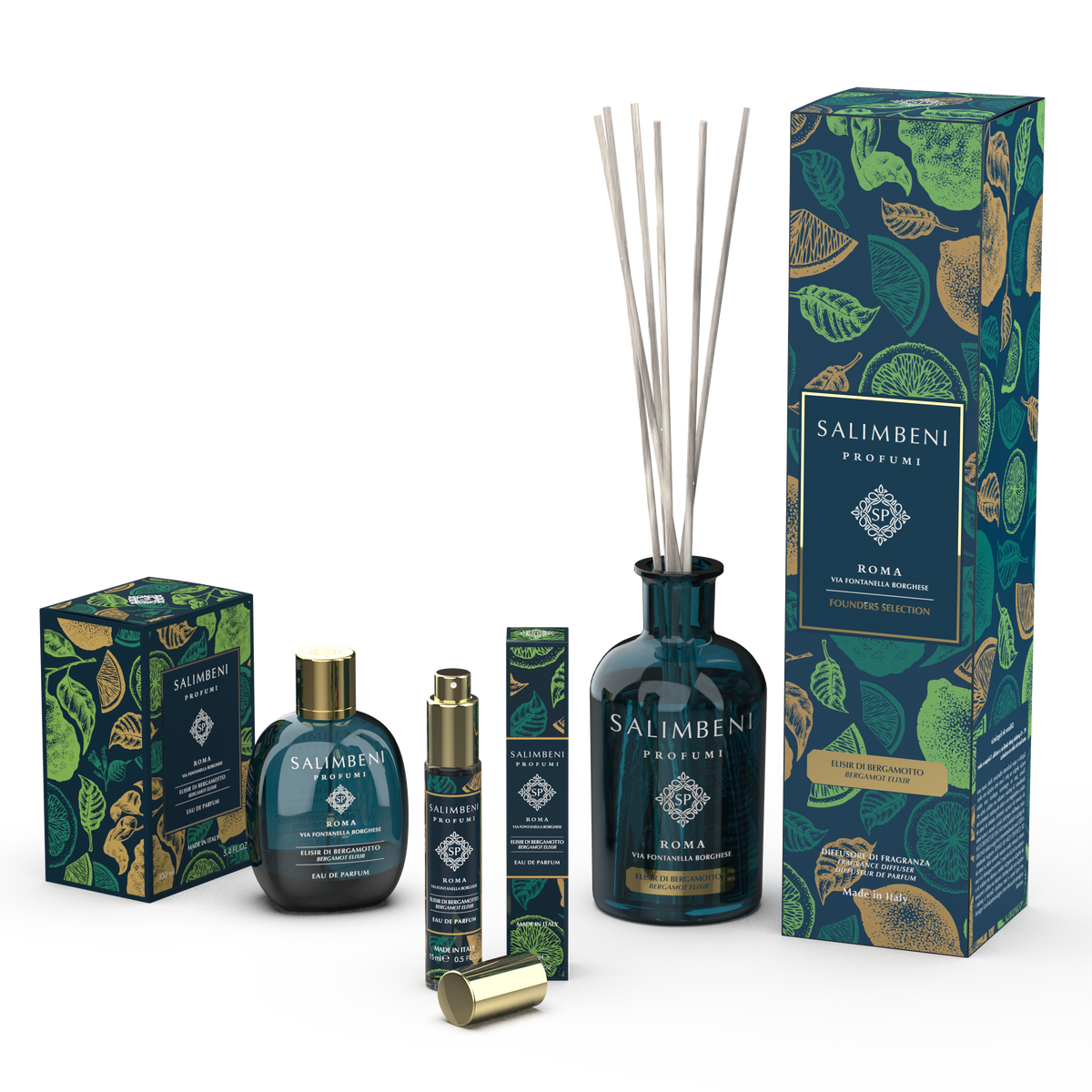 Eau de Parfum Elisir di Bergamotto 100 ml + Eau de Parfum Elisir di Bergamotto 15 ml IN PROVA OMAGGIO + Diffusore a Bastoncini 250 ml Elisir di Bergamotto IN PROVA OMAGGIO