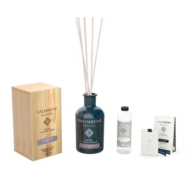 Diffusore a Bastoncini 1000 ml A SCELTA + Ricarica da 250ml della stessa fragranza del Diffusore + Tessere Profumate per il Guardaroba (3pz)