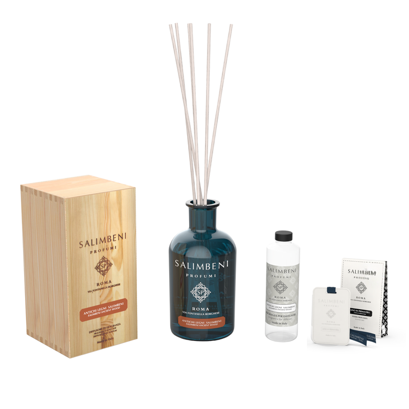 Diffusore a Bastoncini 1000 ml A SCELTA + Ricarica da 250ml della stessa fragranza del Diffusore + Tessere Profumate per il Guardaroba (3pz)