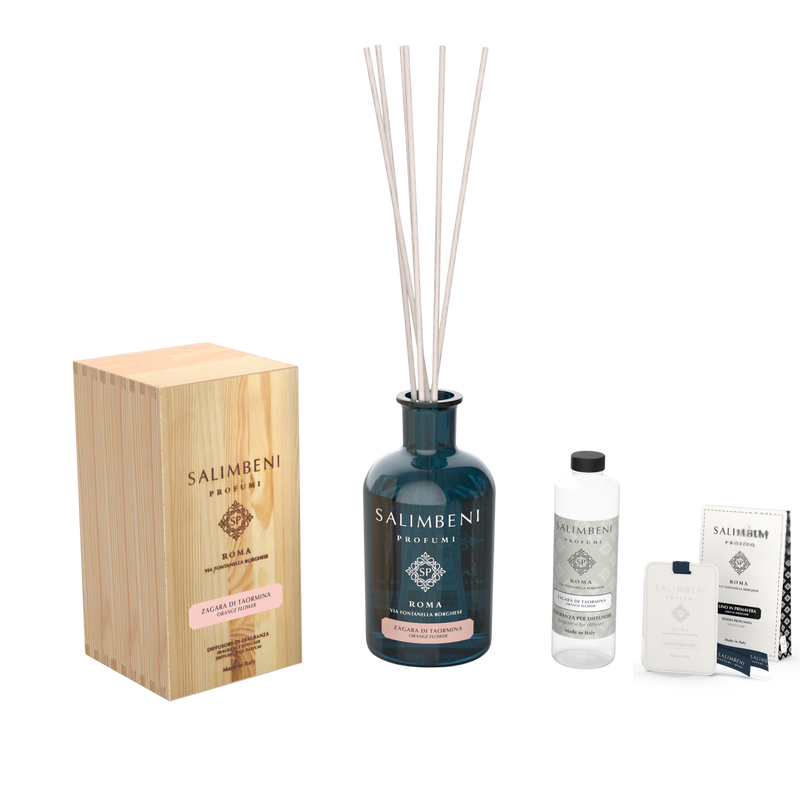 Zagara di Taormina 1000 ml + Ricarica per il Diffusore da 250 ml Zagara di Taormina in PROVA OMAGGIO + Tessere Profumate per il Guardaroba (3pz) in PROVA OMAGGIO