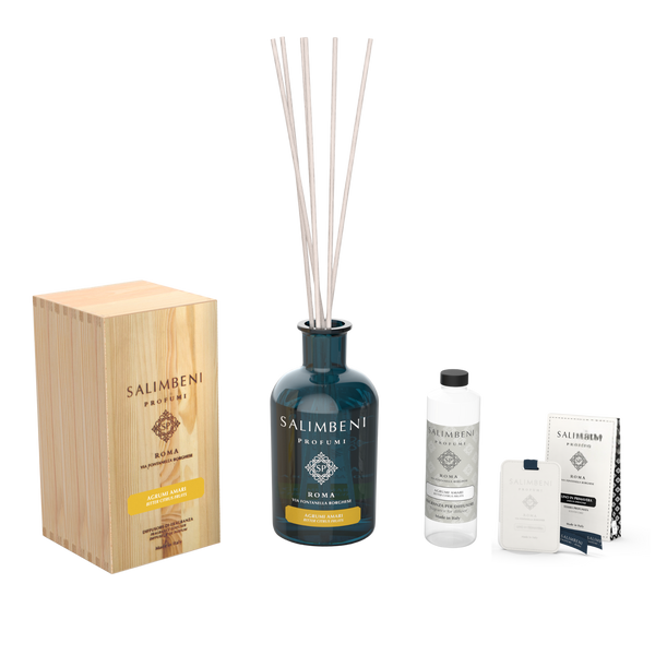 Diffusore a Bastoncini 1000 ml A SCELTA + Ricarica da 250ml della stessa fragranza del Diffusore + Tessere Profumate per il Guardaroba (3pz)