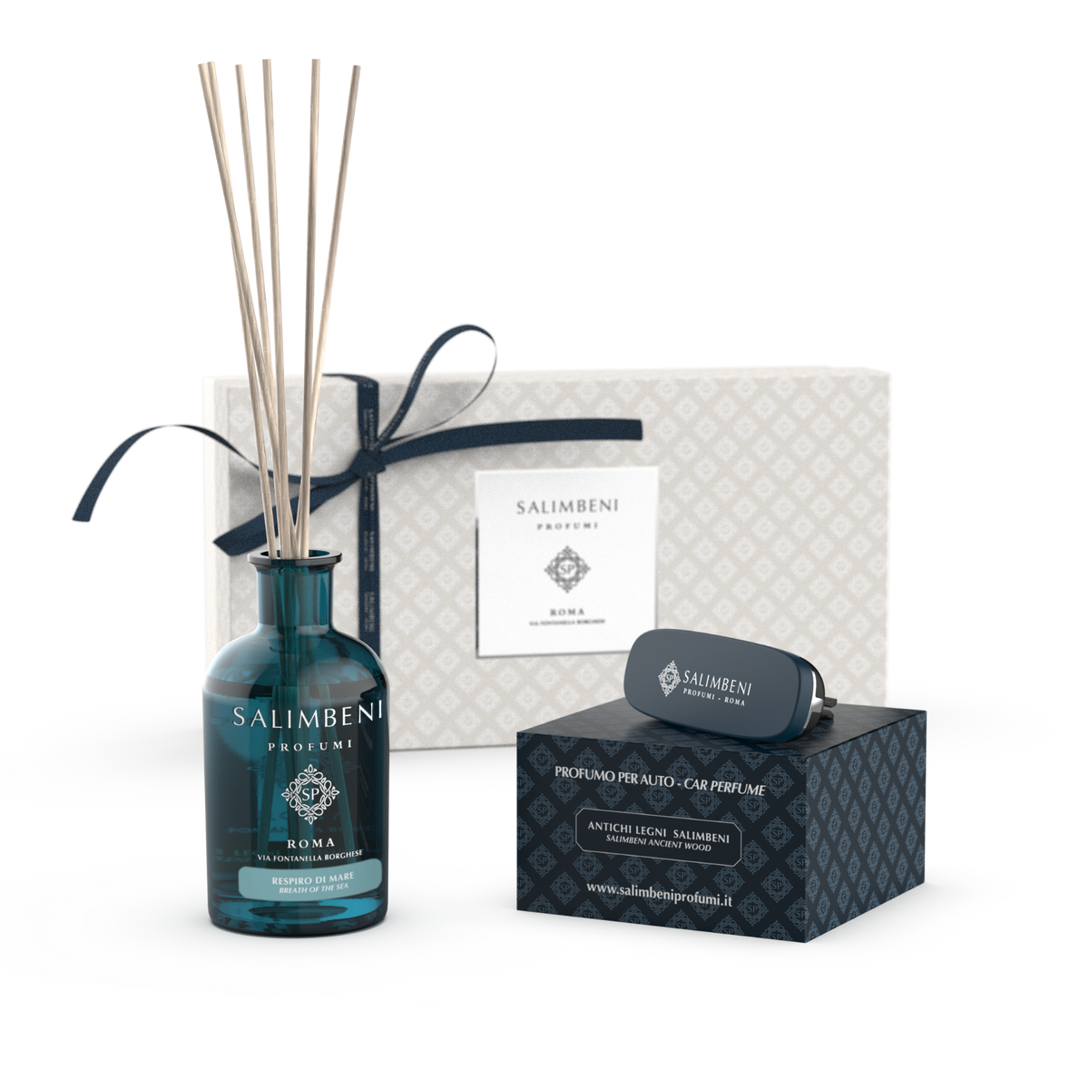 Confezione Regalo A SCELTA (Diffusore a Bastoncini 250 ml + Profumatore auto nella stessa fragranza)
