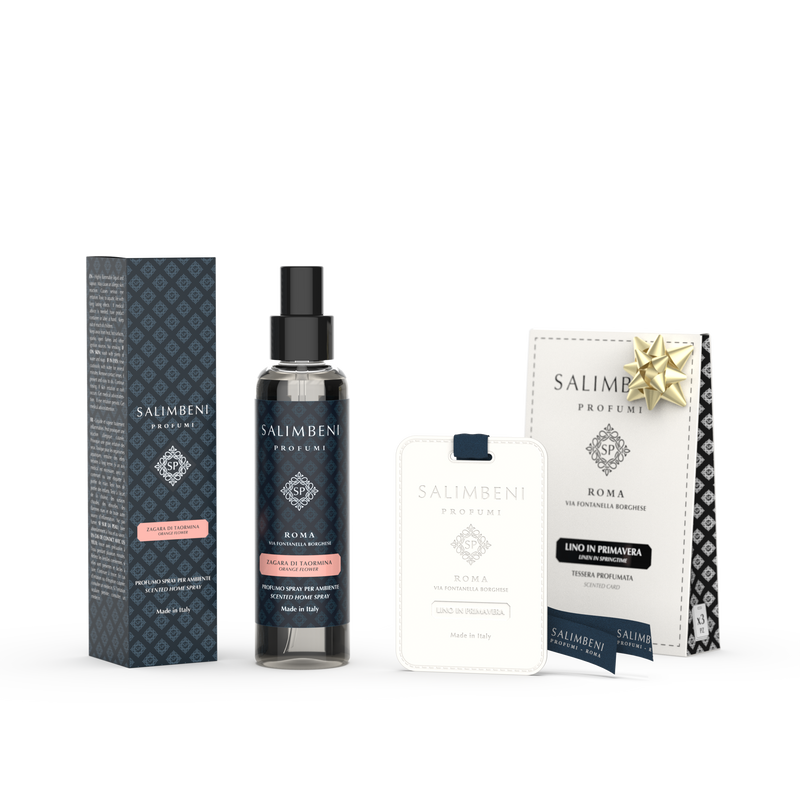Profumo Spray per Ambienti 150 ml (FRAGRANZA A SCELTA) + Tessere Profumate per il Guardaroba (3pz.) in PROVA OMAGGIO
