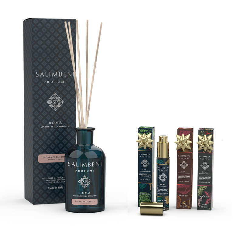 Zagara di Taormina 250 ml + 3 Eau de Parfum nel formato da viaggio da 15 ml in PROVA  (Elisir di Bergamotto, Incanto d'Ambra, Spezie di Bisanzio)
