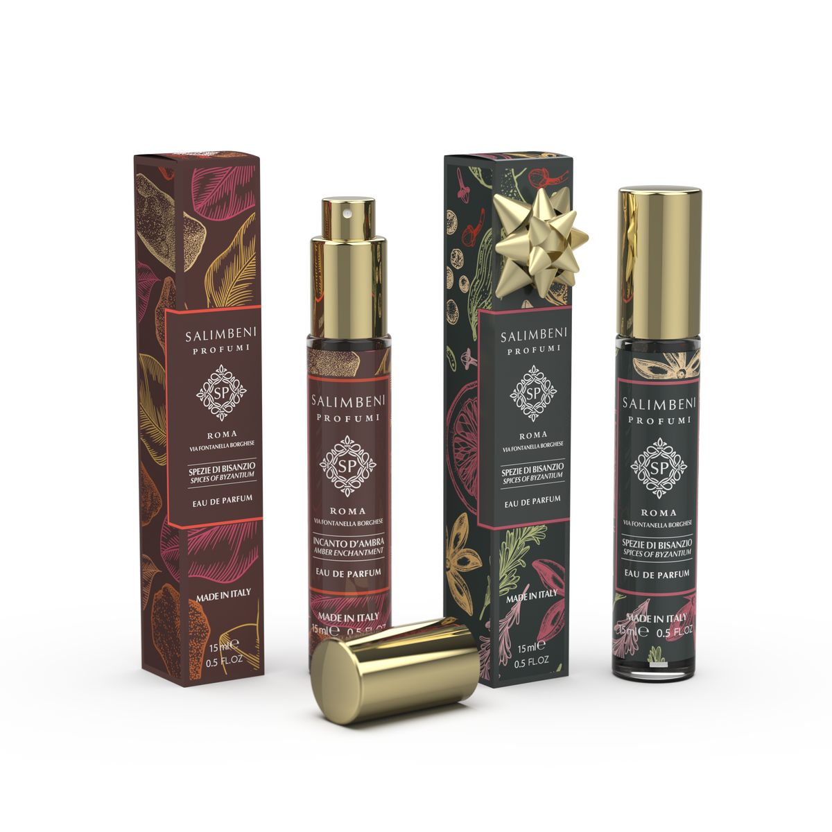 Set da viaggio: Eau de Parfum 15 ml Incanto d'Ambra + Eau de Parfum 15 ml  Spezie di Bisanzio in PROVA OMAGGIO