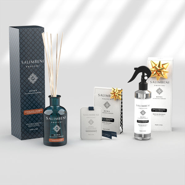 Antichi Legni Salimbeni 250 ml + Profumo Spray - Lino in Primavera in PROVA OMAGGIO + Tessere Profumate per il Guardaroba (3 pz) - Lino in Primavera in PROVA OMAGGIO
