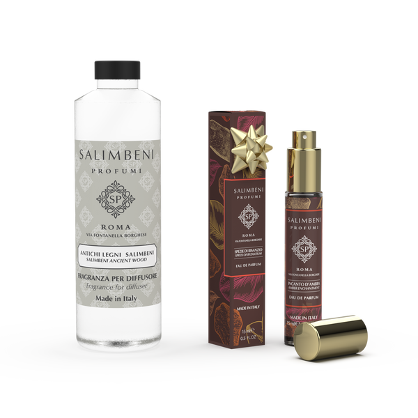 Ricarica per Ambienti da 250 ml Antichi Legni Salimbeni + Profumo da Viaggio (Eau de Parfum 15 ml) A SCELTA in PROVA OMAGGIO